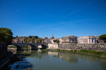 View to Saint Peter basilica from Sant'Angelo bridge