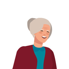 old woman elegant avatar character vector illustration design