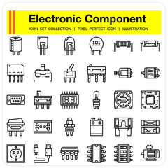 Electronics Component icons set,