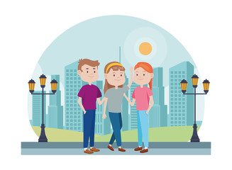 young people characters in the park