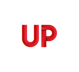 Initial two letter red 3D logo vector UP