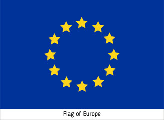 Vector Flag of Europe. Twelve yellow stars on a blue background. European Union Symbol