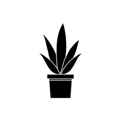 silhouette of plant in house pot isolated icon vector illustration design