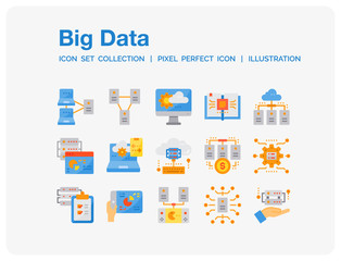 Big Data Icons Set. UI Pixel Perfect Well-crafted Vector Thin Line Icons. The illustrations are a vector.