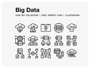 Big Data Icons Set. UI Pixel Perfect Well-crafted Vector Thin Line Icons. The illustrations are a vector.