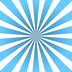 Sun rays background. Blue radiate sun beam burst effect. Sunbeam light flash boom. Template starburst poster. Sunlight star, sunrise glow burst. Solar radiance glare, retro design. Vector illustration