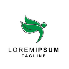 Fototapeta premium Flying Leaf Care Logo Design with outline