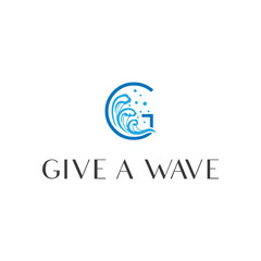 Initial letter g logo with waves line design vector template