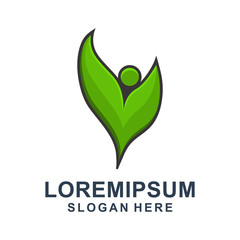 Fototapeta premium Modern Leaf people care logo with Outline