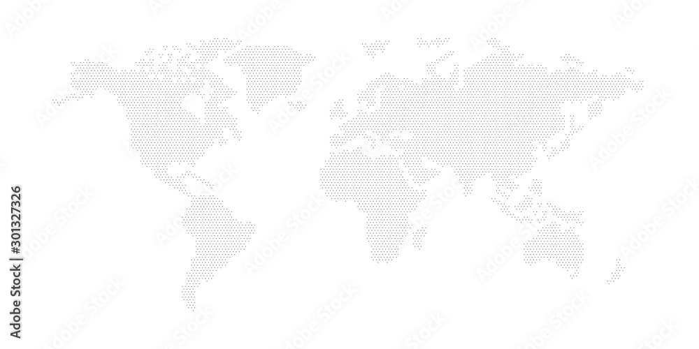 Wall mural flat pixel dots world map with atlantic ocean in the design of points dots of hexagons. planet earth