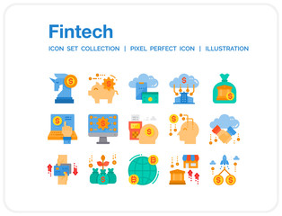 Fototapeta premium Fintech Icons Set. UI Pixel Perfect Well-crafted Vector Thin Line Icons. The illustrations are a vector.