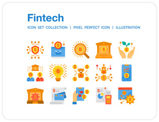 Fintech Icons Set. UI Pixel Perfect Well-crafted Vector Thin Line Icons. The illustrations are a vector.