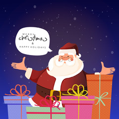 Santa Claus with gifts for Christmas celebration.