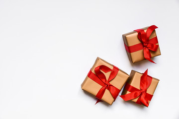 gift boxes with red bows. Valentine's Day, birthday anniversary, gifts for New Year and Christmas. isolate on white background. layout