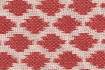 real organic red and white linen diamond pattern fabric texture background