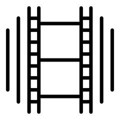 Video film icon. Outline video film vector icon for web design isolated on white background