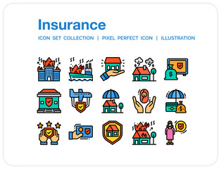 Insurance Icons Set. UI Pixel Perfect Well-crafted Vector Thin Line Icons. The illustrations are a vector.