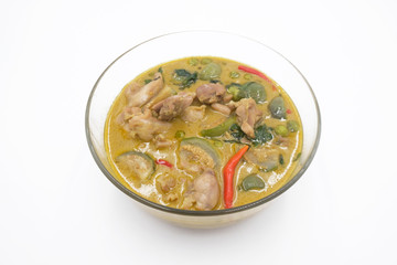 Thai Meal Kit Green Curry Chicken on white background