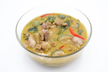 Thai Meal Kit Green Curry Chicken on white background