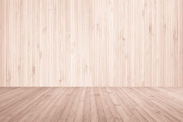 Wooden floor and wood wall room in red brown color