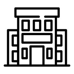 Bank building icon. Outline bank building vector icon for web design isolated on white background