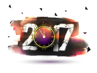 Text 2017 with clock for New Year celebration.