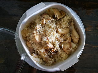 Hainanese Chicken Rice in a pot.