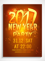 Template, banner or flyer for New Year Party.