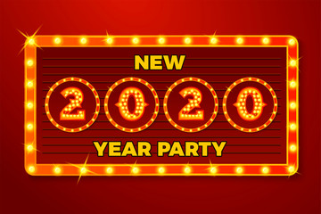 Vector New Year bright light bulb numbers 2020