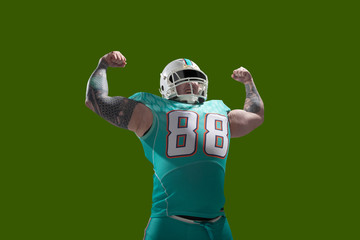 American football isolated on green screen.