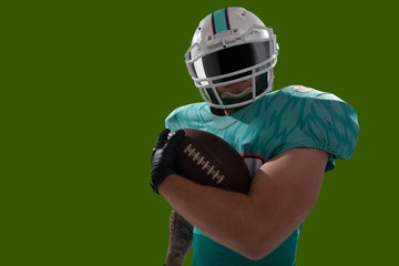 American football isolated on green screen.