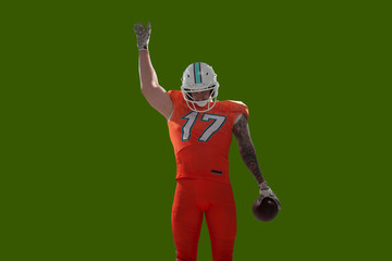 American football isolated on green screen.
