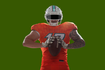American football isolated on green screen.