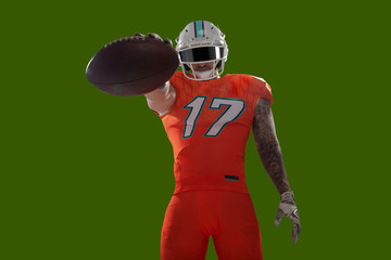 American football isolated on green screen.