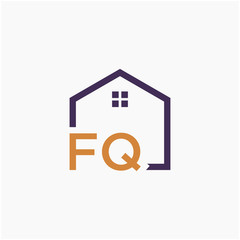 letter FQ or F Q Line House Real Estate Logo. home concept. Construction logo template, Home and Real Estate icon. Housing Complex Simple Vector Logo Template. - vector