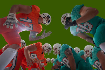 American football isolated on green screen.