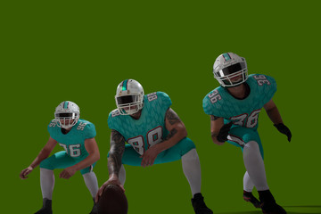 American football isolated on green screen.