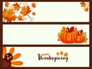 Naklejka na ściany i meble Website header set for Happy Thanksgiving Day.