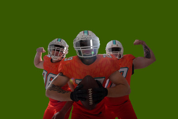 American football isolated on green screen.