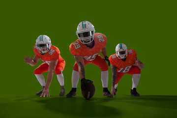 American football isolated on green screen.