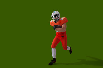 American football isolated on green screen.