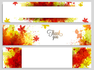 Naklejka na ściany i meble Website headers set for Happy Thanksgiving Day.