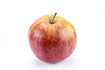 yellow and red apple on a white background