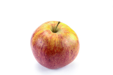yellow and red apple on a white background