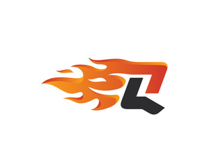 initial Q flame letter logo design vector, fire logo lettering design concept