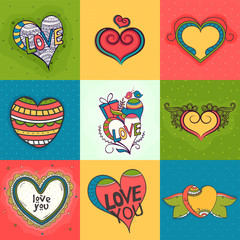 Hearts with Love Typographic for Valentine's Day.