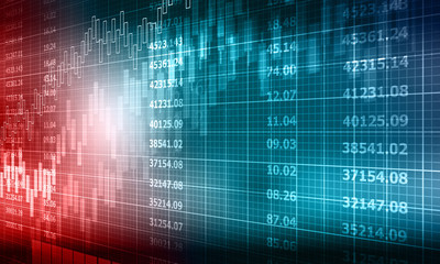 Financial stock market graph with candlestick chart. Stock trading concept. 2d illustration