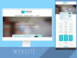 Dento Clinic Website Template design. - obrazy, fototapety, plakaty