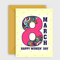 Greeting Card with Envelope for Women's Day.