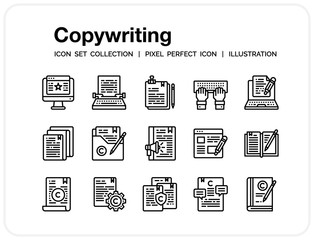 Copywriting Icons Set. UI Pixel Perfect Well-crafted Vector Thin Line Icons. The illustrations are a vector.